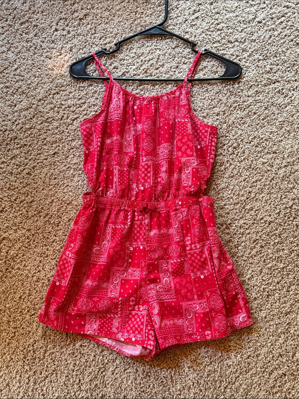 Girls' Red Bandana Print Romper